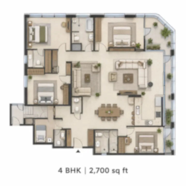 Brigade Banashankari 4 BHK 2,700 sq ft floor plan Brigade Banashankari 4 BHK 2,700 sq ft floor plan